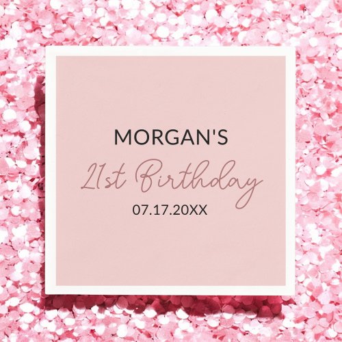 Birthday Party Blush Pink Cute Name Napkins