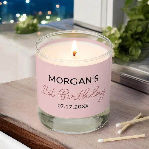 Birthday Party Blush Pink Cute Name Scented Candle