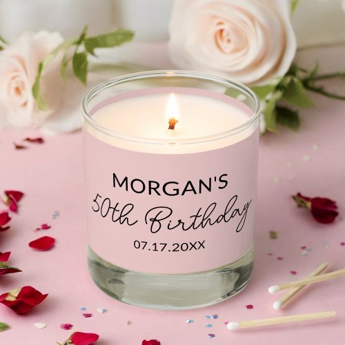 Birthday Party Blush Pink Cute Name Scented Candle