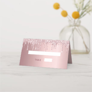 Birthday party blush pink glitter sparkle place card