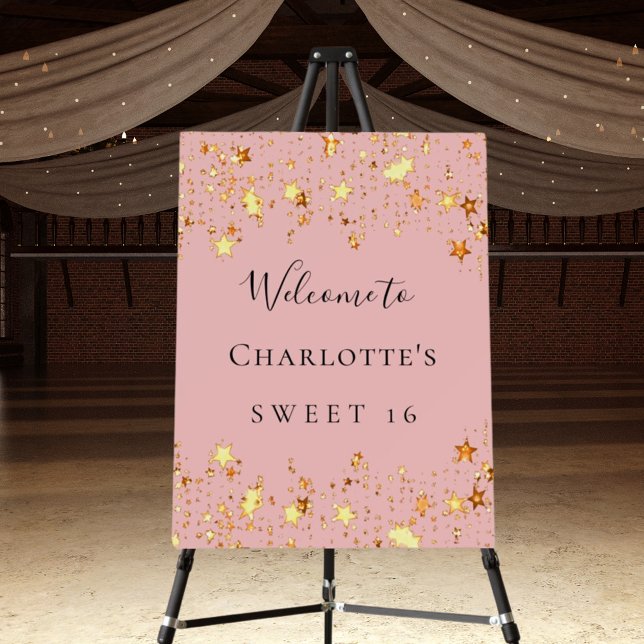 Birthday party blush pink gold stars welcome foam board (Creator Uploaded)