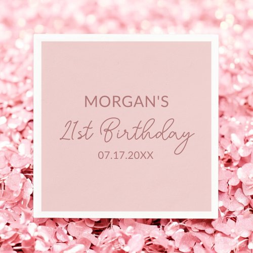 Birthday Party Blush Pink Name Napkins