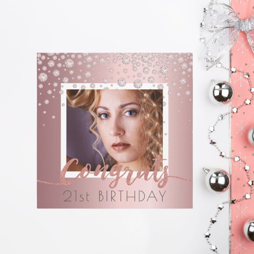 Birthday party blush pink sparkle photo invitation