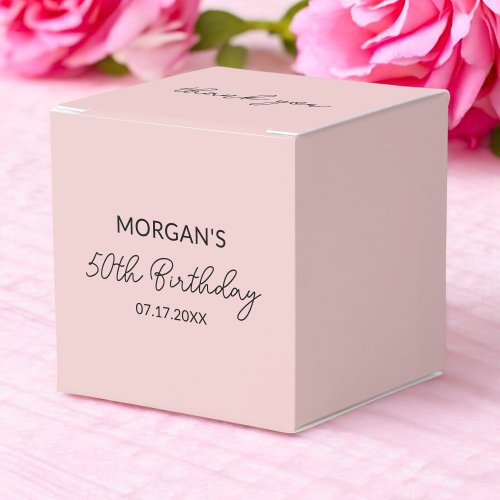 Birthday Party Blush Pink Thank You Name Favor Boxes