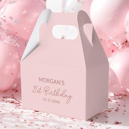 Birthday Party Blush Pink Thank You Name Favor Boxes