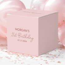 Birthday Party Blush Pink Thank You Name Favor Boxes