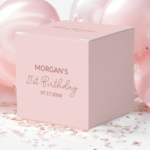 Birthday Party Blush Pink Thank You Name Favor Boxes