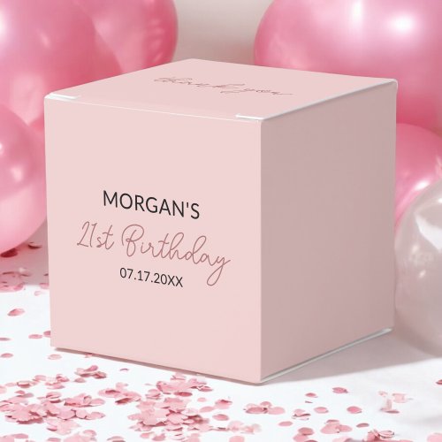 Birthday Party Blush Pink Thank You Name Favor Boxes