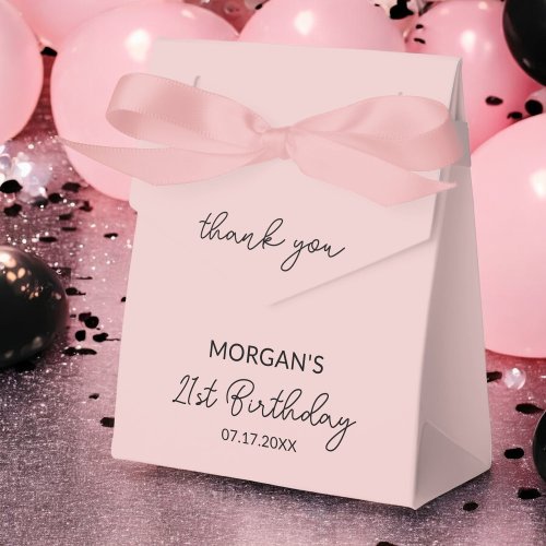 Birthday Party Blush Pink Thank You Name Favor Boxes