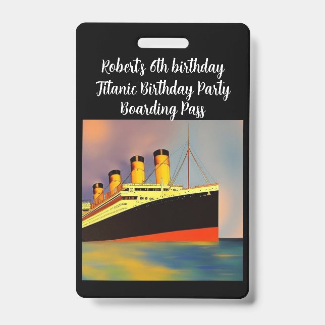 Birthday Party Boarding Pass Badge (Front)