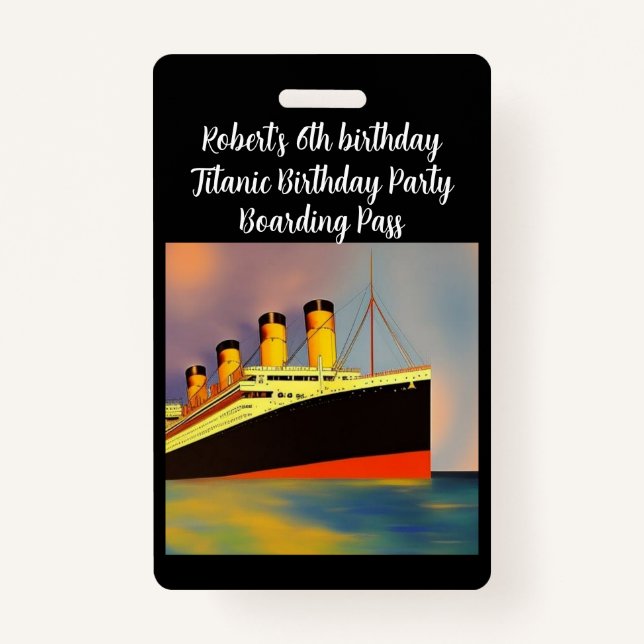 Birthday Party Boarding Pass Badge (Front)