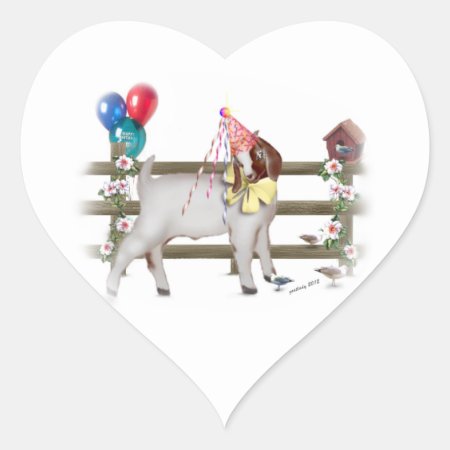 Birthday Party Boer Goat Kid Heart Sticker