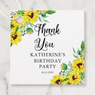 Birthday Party Boho Sunflowers Thank You Favor Tags