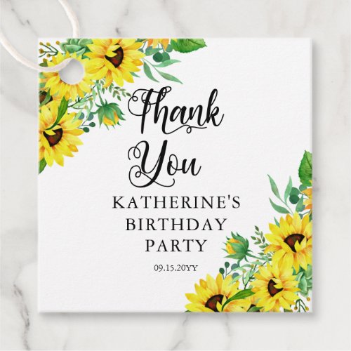 Birthday Party Boho Sunflowers Thank You Favor Tags