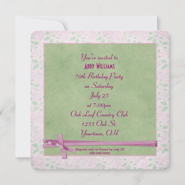 Birthday Party Bow Invitation (Front)