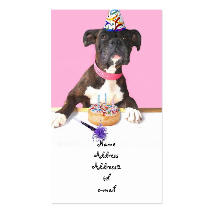 Birthday party Boxer dog business card