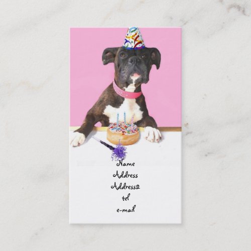 Birthday party Boxer dog business card