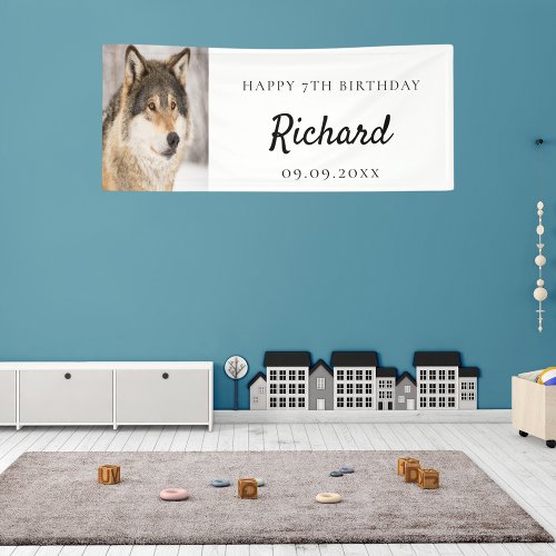 Birthday party boy wolf photo cute animal banner