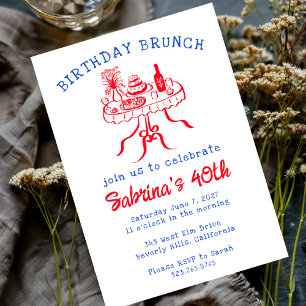 Birthday Party Buffet Table Hand Drawn Custom Invitation