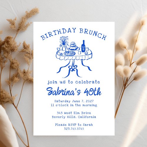 Birthday Party Buffet Table Hand Drawn Custom Invitation