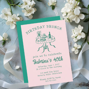Birthday Party Buffet Table Hand Drawn Custom Invitation