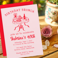 Birthday Party Buffet Table Hand Drawn Custom