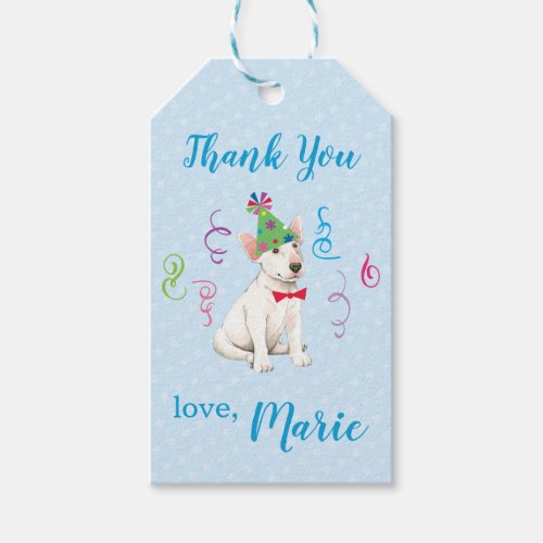 Birthday Party Bull Terrier Thank You Gift Tags