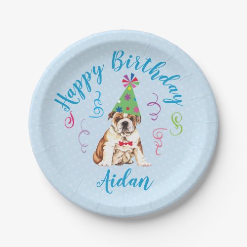 Birthday Party Bulldog Paper Plates