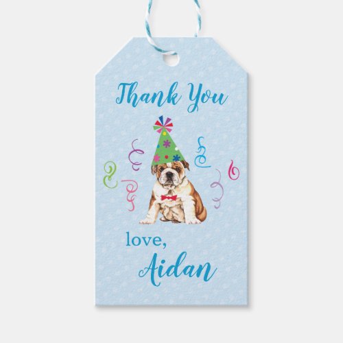 Birthday Party Bulldog Thank You Gift Tags