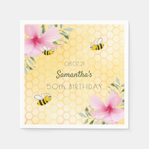 Birthday Party bumble bees honeycomb floral Napkins