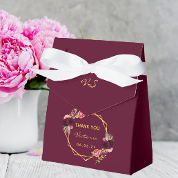 Birthday party burgundy gold geometric floral favor boxes