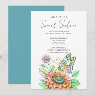 Birthday Party Butterfly Theme Invitation