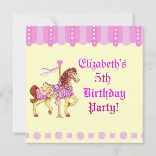 Birthday Party Carousel Horse Invitation