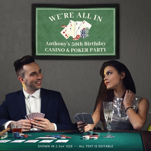 Birthday Party Casino Poker Vegas Personalized Banner