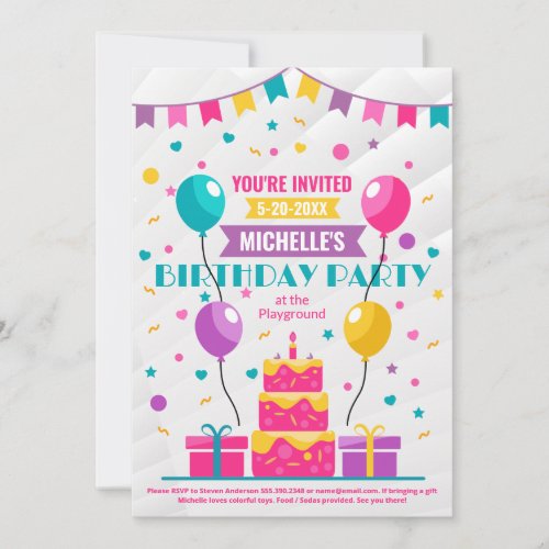 Birthday Party Celebration  Balloons  Confetti  Invitation