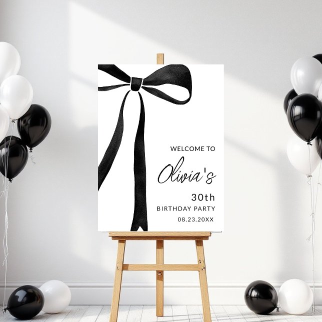 Birthday Party Celebration Black Bow Ribbon Script Foam Board (Creator Uploaded)