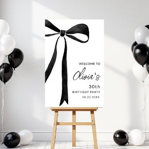 Birthday Party Celebration Black Bow Ribbon Script Foam Board