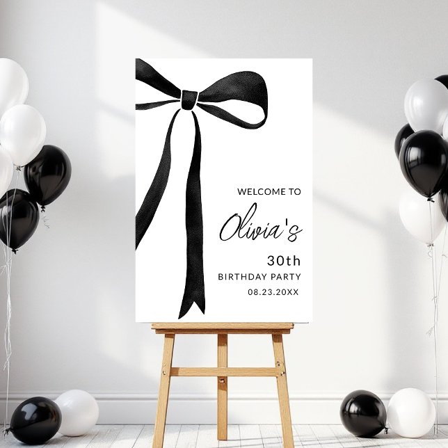 Birthday Party Celebration Black Bow Ribbon Script Foam Board (Creator Uploaded)
