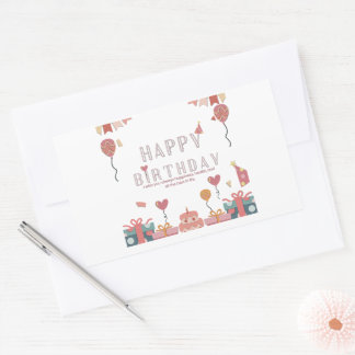 Birthday Party Celebration Design Rectangular Sticker
