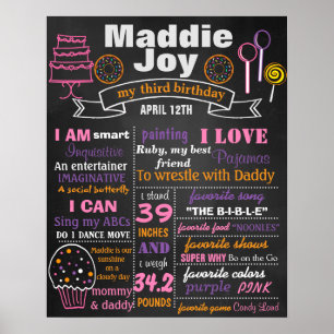 Birthday Party chalkboard sign poster Candy