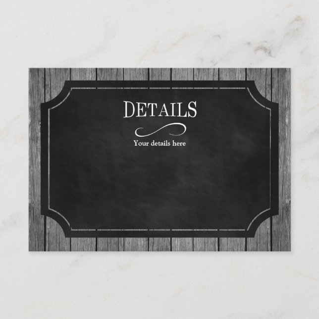 Birthday Party - Chalkboard White Details Enclosure Card (Front)