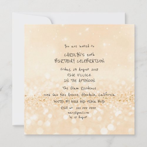 Birthday Party Champaign Glitter White Vip Invitation