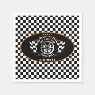 Birthday Party Checkered Flag Sports Car Racing Napkins