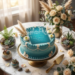 Birthday Party Chic Turquoise Sparkle String Light Invitation