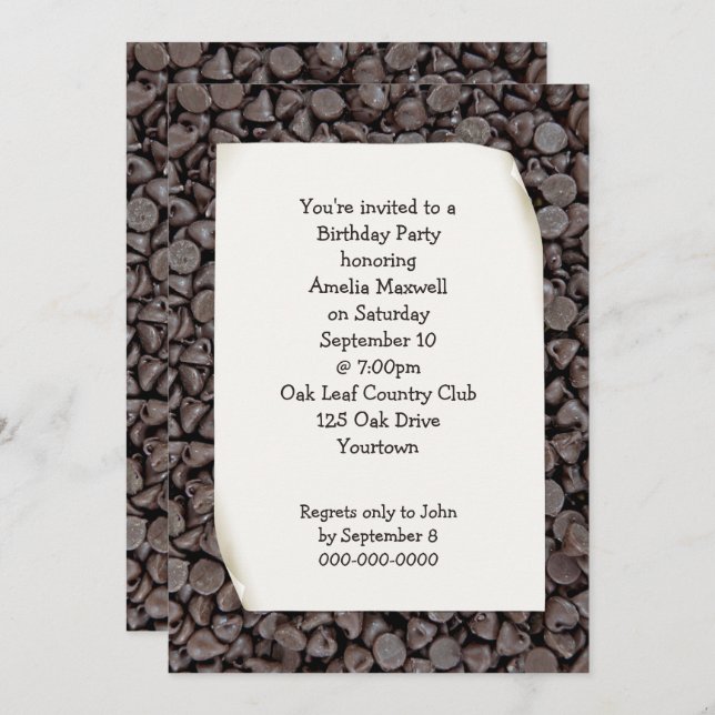 Birthday Party Chocolate Chips Invitation (Front/Back)