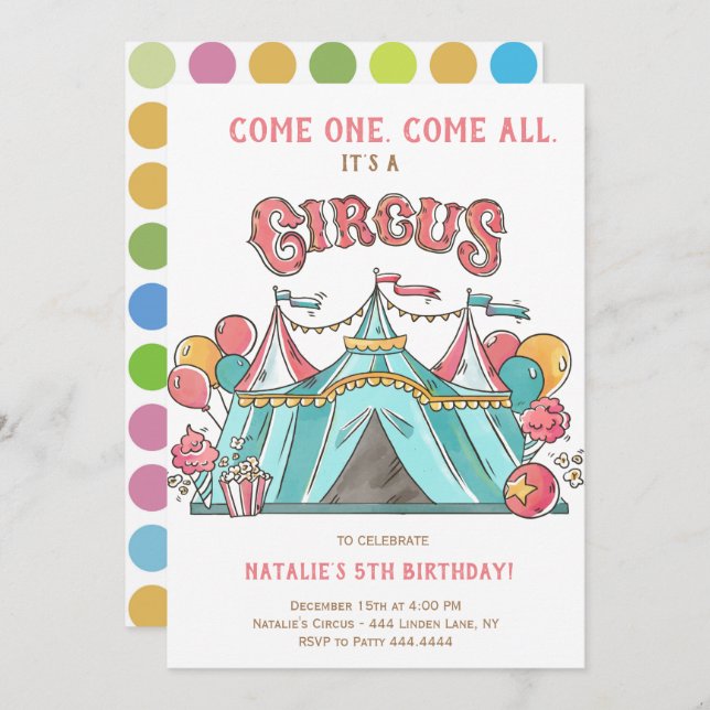 BIRTHDAY PARTY CIRCUS INVITATION (Front/Back)