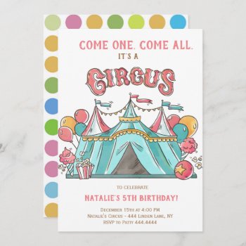Birthday Party Circus Invitation by ThreeFoursDesign at Zazzle