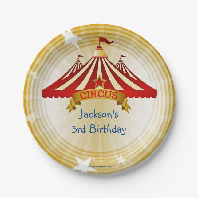 Birthday Party Circus Tent Paper Plates (Front)