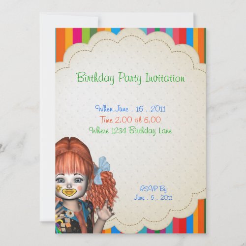 Birthday Party Clown Kids Invitation