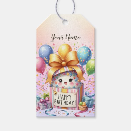 Birthday Party Colorful Balloons Gift Pink Cute Gift Tags